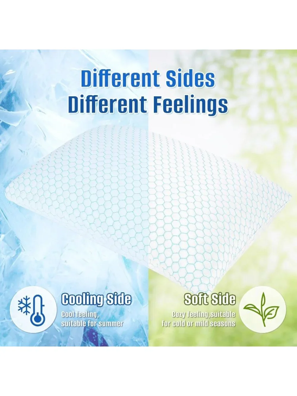 〽️Cooling Pillow King Size Set of 2 Blue Shredded Memory Foam Adjustable Pillows
